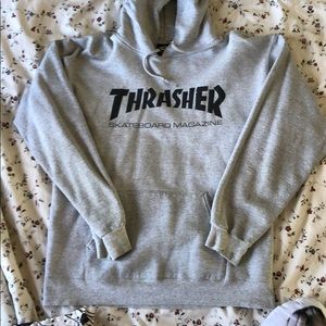 Thrasher Hoodie Sweatshirt Small Grey